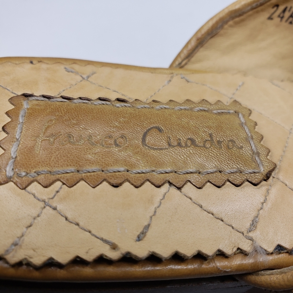 Franco Cuadra Chic Woven Tan and White Mules Casual Tassel - Picture 9 of 10